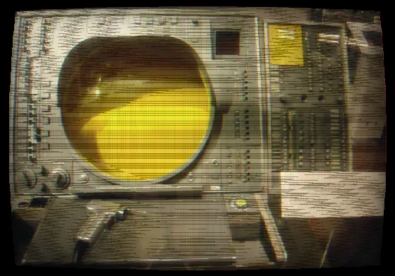 The yellow radar screen of a SAGE air defence console